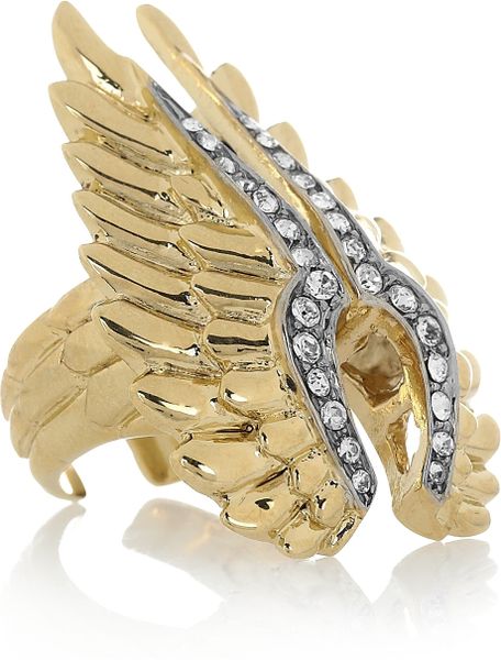 Roberto Cavalli Goldplated Swarovski Crystal Wing Ring in Gold - Lyst