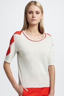 Tory Burch Milton Trimmed Sweater - Lyst