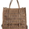 Valentino Sun Tan Studded Mesh Leather Bag in Brown (tan) - Lyst