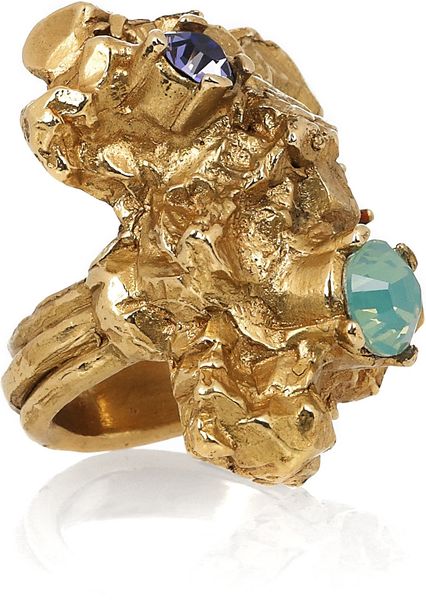 Yves Saint Laurent Arty Too Goldplated Swarovski Crystal Ring in Gold - Lyst