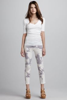 7 For All Mankind Roxanne Cloud Tiedye Cropped Jeans - Lyst