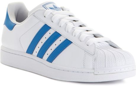 Adidas Superstar 2 Sneakers in White for Men (white/blue) | Adidas superstar, Sneakers, Adidas