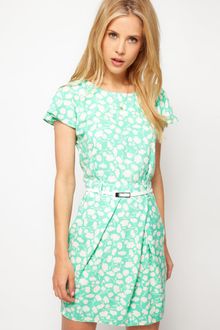 ASOS Collection Asos Mini Tulip Dress with Flute Sleeves in Pastel Print - Lyst
