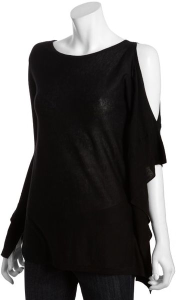 Bcbgmaxazria Black Cotton Blend Ksenia Cutout Single Shoulder Top in Black - Lyst