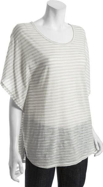 Bcbgmaxazria Sand and White Striped Slub Cottom Dolman Tshirt in Beige (sand) - Lyst