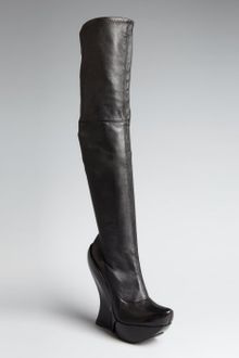 Celine Black Leather Jointed Wedge Tall Boots - Lyst