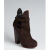 Celine Dark Brown Suede Cutout Stacked Heel Platform Booties in Brown - Lyst