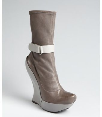 Celine Grey Leather Jointed Wedge Boots - Lyst