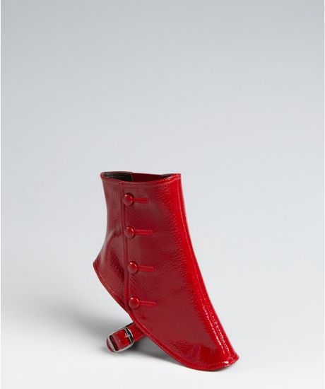 Celine Red Patent Leather Button Up Boot Covers in Red - Lyst