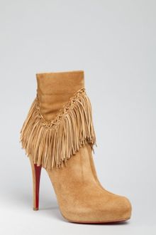 Christian Louboutin Camel Suede Rom 120 Fringed Ankle Boots - Lyst
