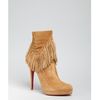 Christian Louboutin Camel Suede Rom 120 Fringed Ankle Boots in Brown (camel) - Lyst