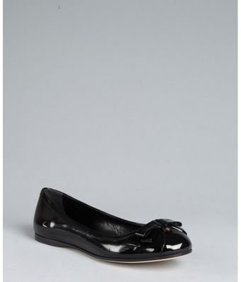  Black Patent Leather Bow Detail Flats 