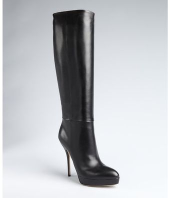  Black Leather Alexa Platform Boots 