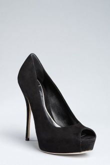 Gucci Black Suede Sofia Peep Toe Pumps - Lyst