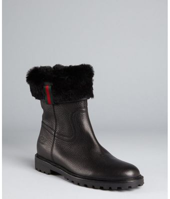  Chocolate Leather and Rabbit Fur Boots 