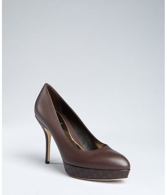  Chocolate Leather Guccissima Detail Platform Pumps 