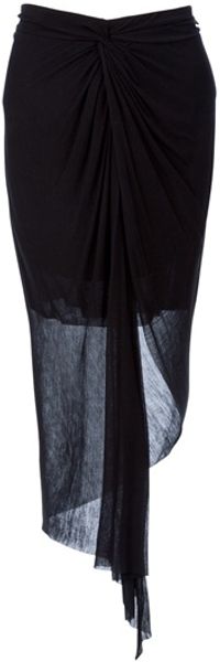 Helmut Lang Long Twist Front Skirt - Lyst
