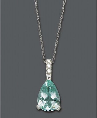  Aquamarine 134 Ct Tw and Diamond Accent Pear Drop Pendant 