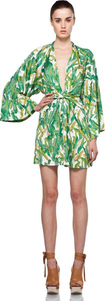 Issa Kimono Dress in Green Print in Green (white) - Lyst