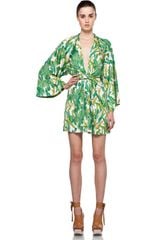 Issa Kimono Dress in Green Print