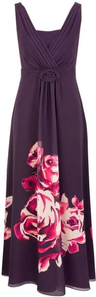 Jacques Vert Rose Border Print Maxi Dress in Purple (black) - Lyst