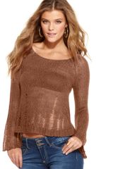 Jessica Simpson Long Bell Sleeve Shredded Sweater
