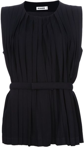 Jil Sander Pleated Top in Blue - Lyst