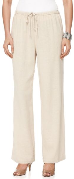 Jones New York Straight Leg Pull On Linen in Gray - Lyst