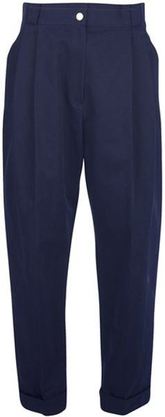 Kenzo High Waisted Trousers in Blue - Lyst