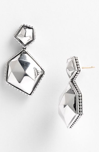 Lagos Silver Rocks Angled Drop Earrings in Silver - Lyst