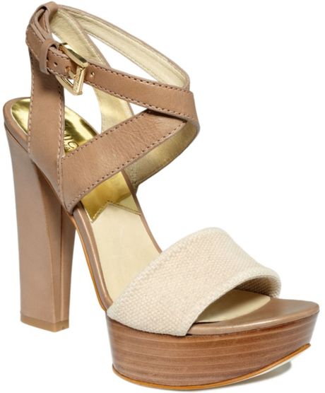 Michael Kors Nadina Platform Sandals in Beige (dark khaki) - Lyst