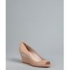 Miu Miu Powder Stingray Embossed Leather Peep Toe Wedges in Beige (powder) - Lyst