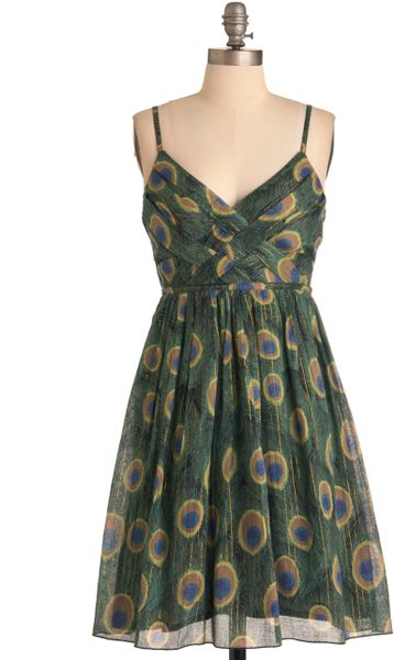 Modcloth Sweet Peacock Dress In Green Peacock Lyst