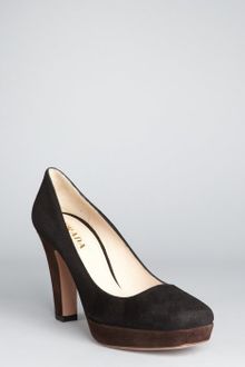 Prada Black and Ebony Suede Platform Pumps - Lyst
