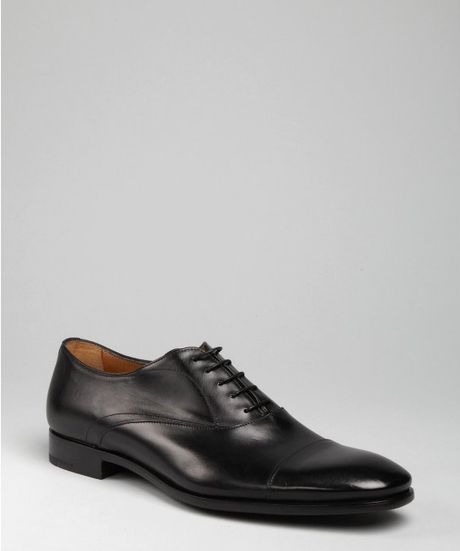 Prada Black Leather Seamed Cap Toe Oxfords in Black for Men - Lyst