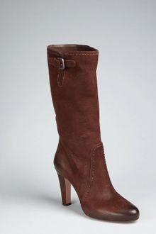 Prada Dark Chocolate Burnished Leather Boots - Lyst