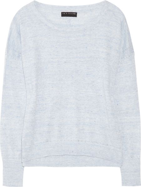 Rag & Bone Pamploma Marledknit Linen Sweater in Blue - Lyst
