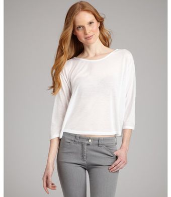 Rebecca Beeson White Jersey Patti Cropped Dolman Sleeve Top - Lyst
