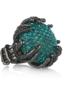 Roberto Cavalli Rhodium-Plated Swarovski Crystal Ring - Lyst