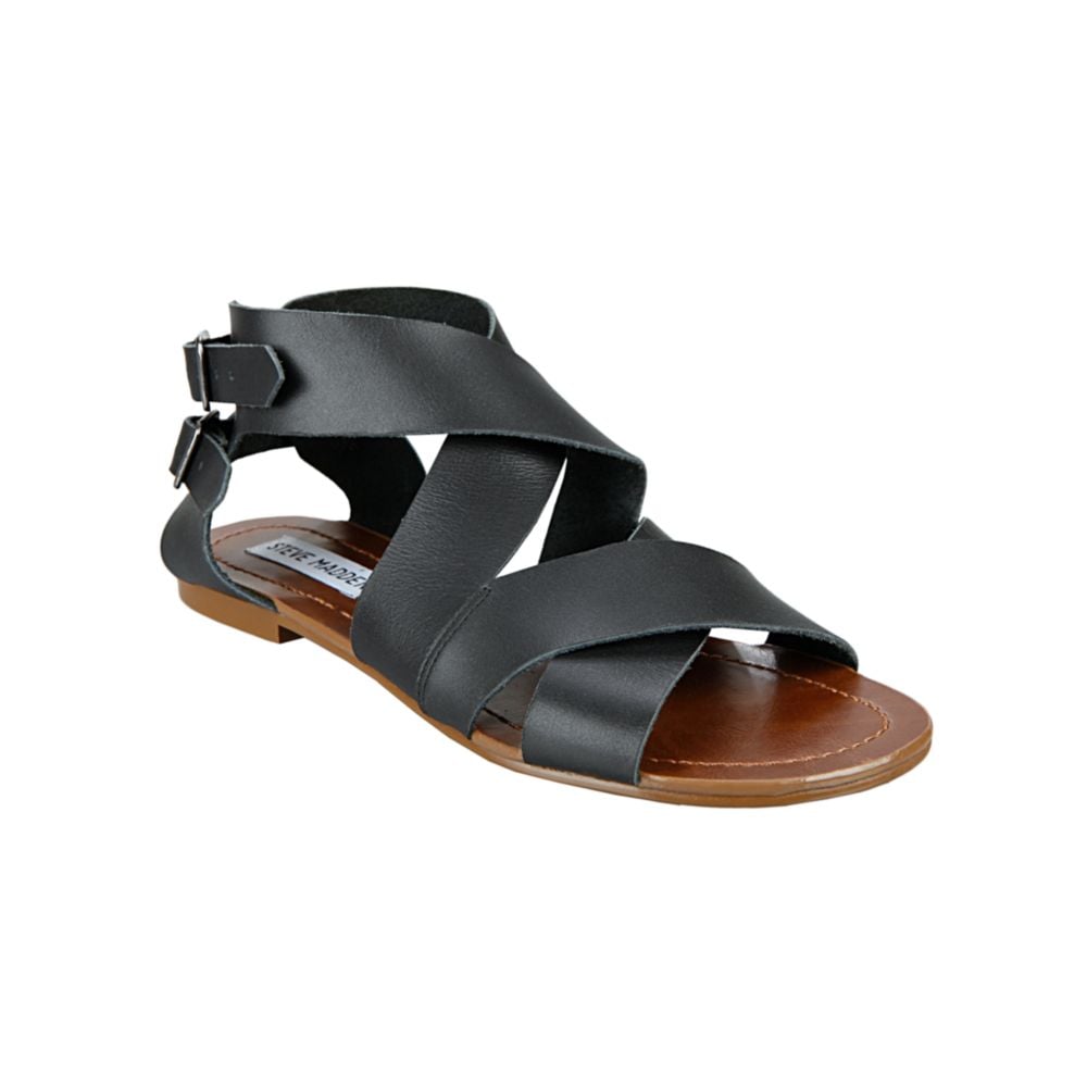 Steve Madden Achilees Flat Sandals in Black | Lyst