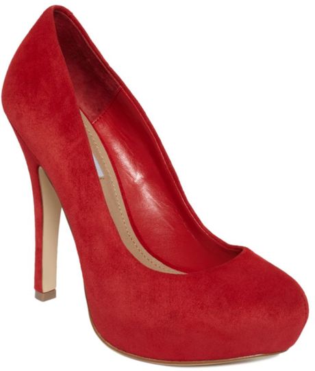 Steve Madden Traisie Platform Pumps in Red (coral suede) | Lyst