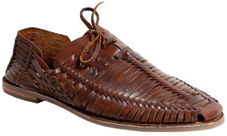 Tan Huarache Leather Sandals For Men 
