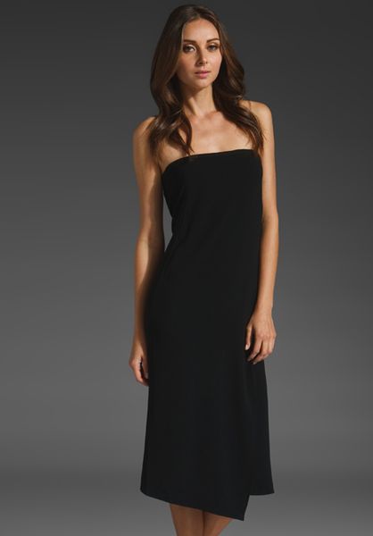 Tibi Matte Strapless Dress in Black - Lyst