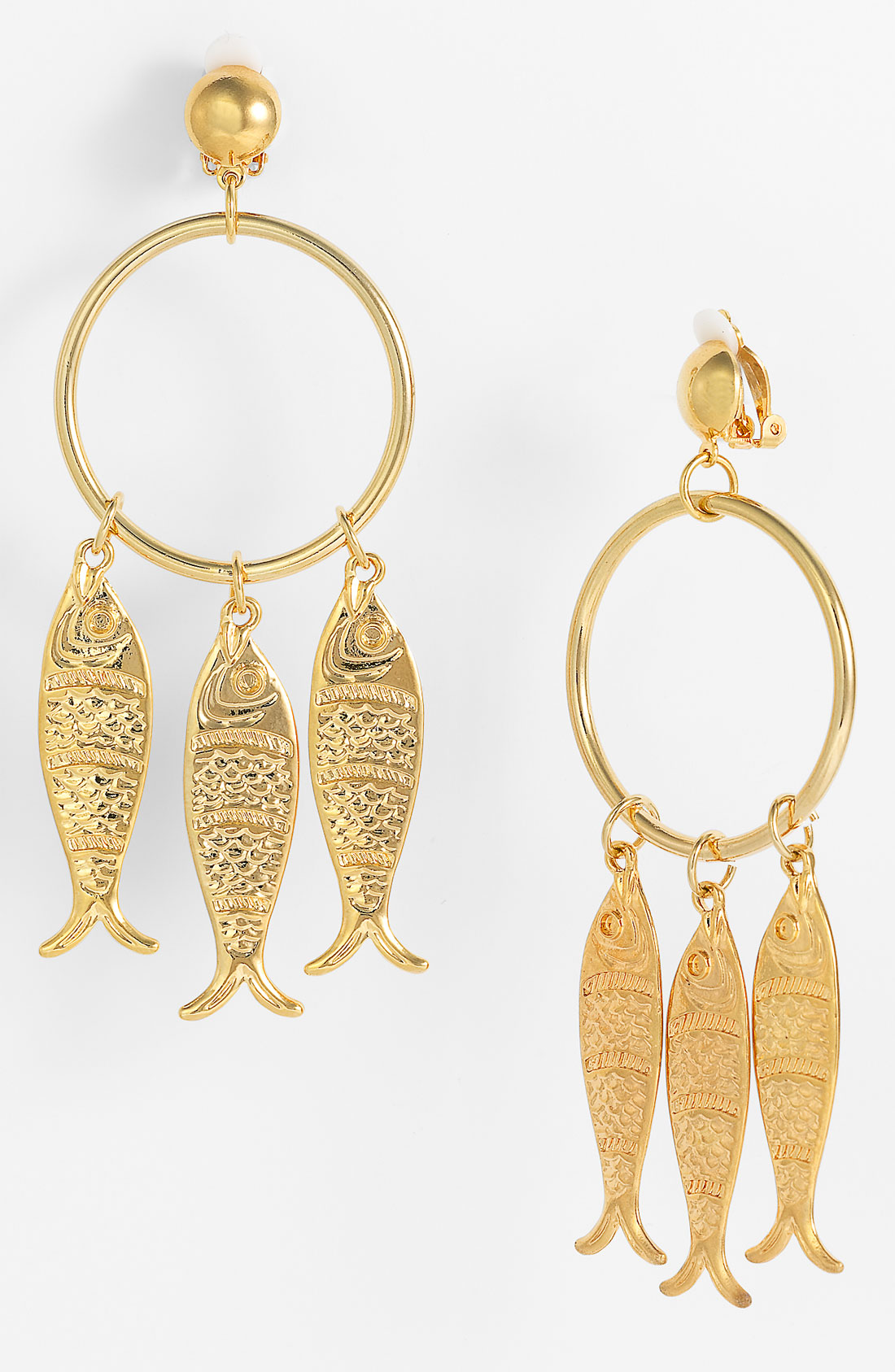 Tory Burch Fish Charm Hoop Clip Earrings in Gold Lyst