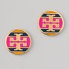Tory Burch Striped Logo Stud Earring in Purple (magenta) - Lyst