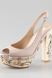 Valentino Pretty Flowers Slingback Platform Pump - Lyst