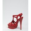 Yves Saint Laurent Poppy Leather and Stingray Tribute 105 Platform Sandals in Red (poppy) - Lyst