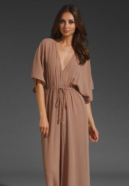 Zimmermann Drawstring Plunge Jumpsuit in Brown (hazelnut) - Lyst