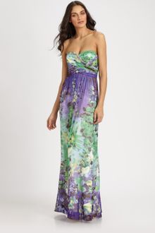 Aidan Mattox Strapless Silk Gown - Lyst