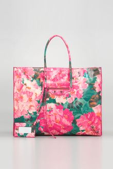 Balenciaga Papier Leather Tote Floral - Lyst